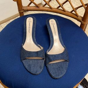 Denim kitten heel shoes